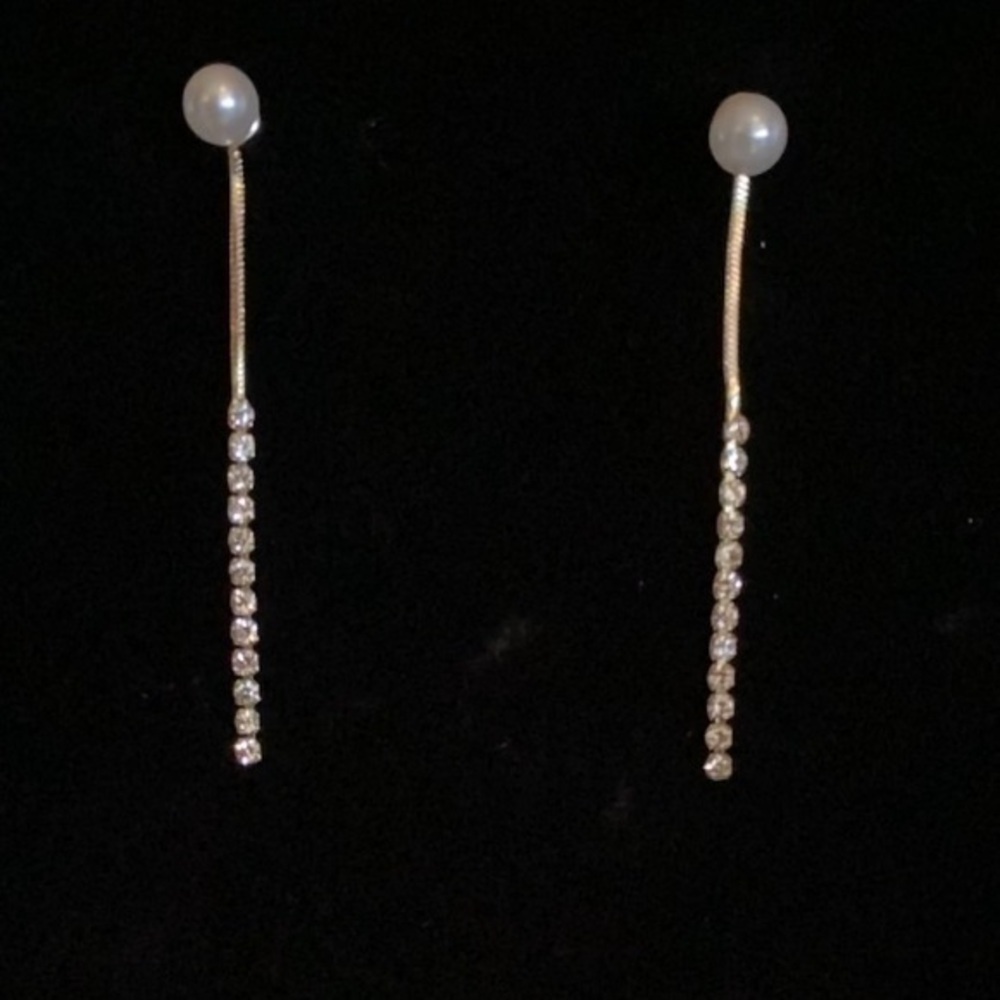 Pearl And Rhinestone Drop Earrings
